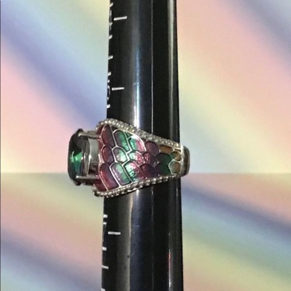 Sterling Silver‎ Mystic Topaz Ring with Italian Enamel - Picture 10 of 12